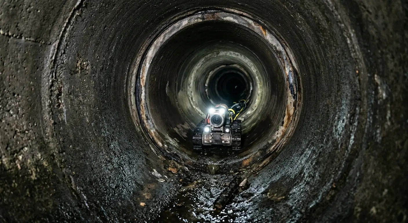 Robotic sewer camera inspecting pipe interior for Sewer Line Repair in Naples Manor